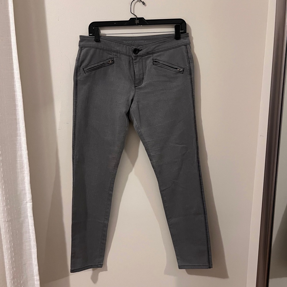 Banana Republic Gray Skinny Ankle Pants Zipper Pockets Women's Size‎ 29